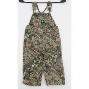 John Deere Mossy Oak Camouflage Overalls Toddler 2T Cotton Forest Camo Green